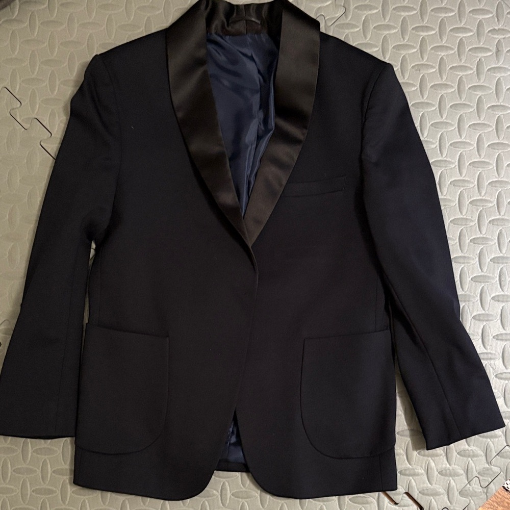 Kids' Classic dark navy dinner jacket with black Satin Lapel- worn once